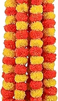 Artificial Marigold Flowers for Decoration Long Marigold Garlands for Decoration Toran Indian genda phool for Wedding & Festivals