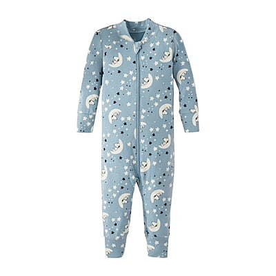 Long-Sleeve Footless Dusty Blue Jumpsuit(2 Years /85cm) Long-Sleeve Footless Dusty Blue Jumpsuit(2 Years /85cm)