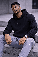 Men’s Plain Black Hoodie – Minimal. Versatile. Canadian. (Relaxed)