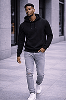 Men’s Plain Black Hoodie – Minimal. Versatile. Canadian. (Regular)
