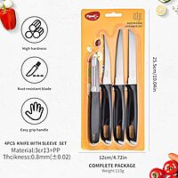 Pigeon by Stovekraft Edge High Grade Stainless Steel 4 Pcs Kitchen Knife Set | Black