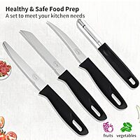 Pigeon by Stovekraft Edge High Grade Stainless Steel 4 Pcs Kitchen Knife Set | Black