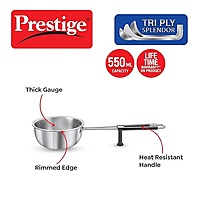 Prestige 13cm/550ml Tri-Ply Stainless Steel Splendor Tadka Pan