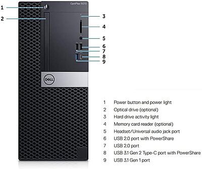 Dell Optiplex 5070 MidTower Corei7-9700 16GB 1TB Win11Pro (90-Days Warranty)