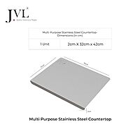 JVL Stainless Steel Countertop Cutting & Chopping Board (42cm*32cm*2cm) Longer & Heavy Duty, Heat-Resistant, Non-Slip, Hygienic for Vegetables, Fruits and Dough