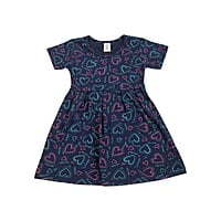 Baby Girl's Short-Sleeve Heart Print Dress Baby Girl's Short-Sleeve Heart Print Dress