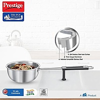 Prestige 13cm/550ml Tri-Ply Stainless Steel Splendor Tadka Pan