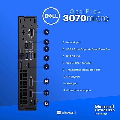 Dell Optiplex 3070 Tiny PC corei5-9500 16GB 256GB Win11Pro (90-Days Warranty)