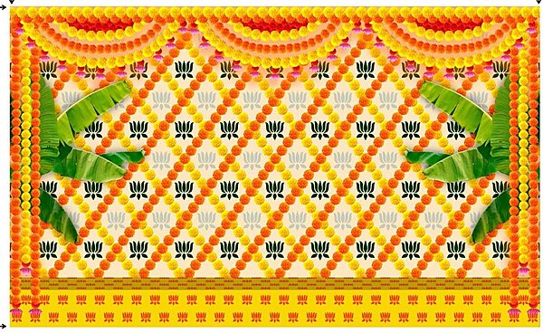 poojas Backdrop Decorations Cloths, Size 5x8 feet Background Decoration Cloths poojas | poojas Decorations Cloth (Diwali Backdrop decorationss clothss)