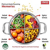 Vinod Platinum Triply Stainless Steel Extra Deep Kadai with Lid - 3.7 L Vinod Platinum Triply Stainless Steel Extra Deep Kadai with Lid - 3.7 L