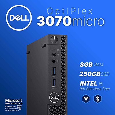 Dell Optiplex 3070 Tiny PC corei5-9500 16GB 256GB Win11Pro (90-Days Warranty)