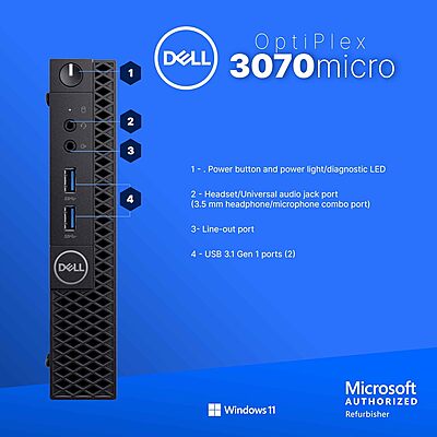 Dell Optiplex 3070 Tiny PC corei5-9500 16GB 512GB Win11Pro (90-Days Warranty)