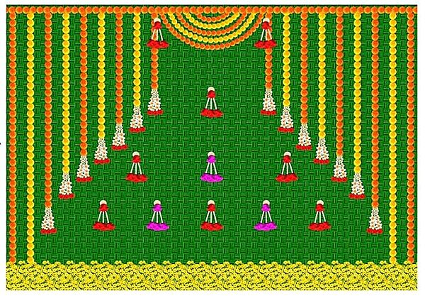 Coconut backdrops Cloth for Decorations | Coconut Leaf backdrops Decorations | puja Backdrop Decoration Cloth| Traditional Backdrop Decoration Cloths (8X5 FEET) Navratri backdropss decorationss