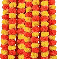 Artificial Marigold Flowers for Decoration Long Marigold Garlands for Decoration Toran Indian genda phool for Wedding & Festivals