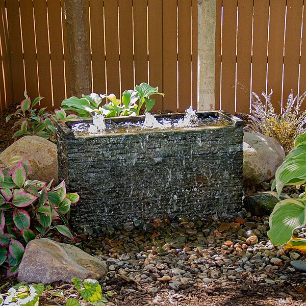 Stacked Slate Wall Base-Straight - 13" H (33 Cm)