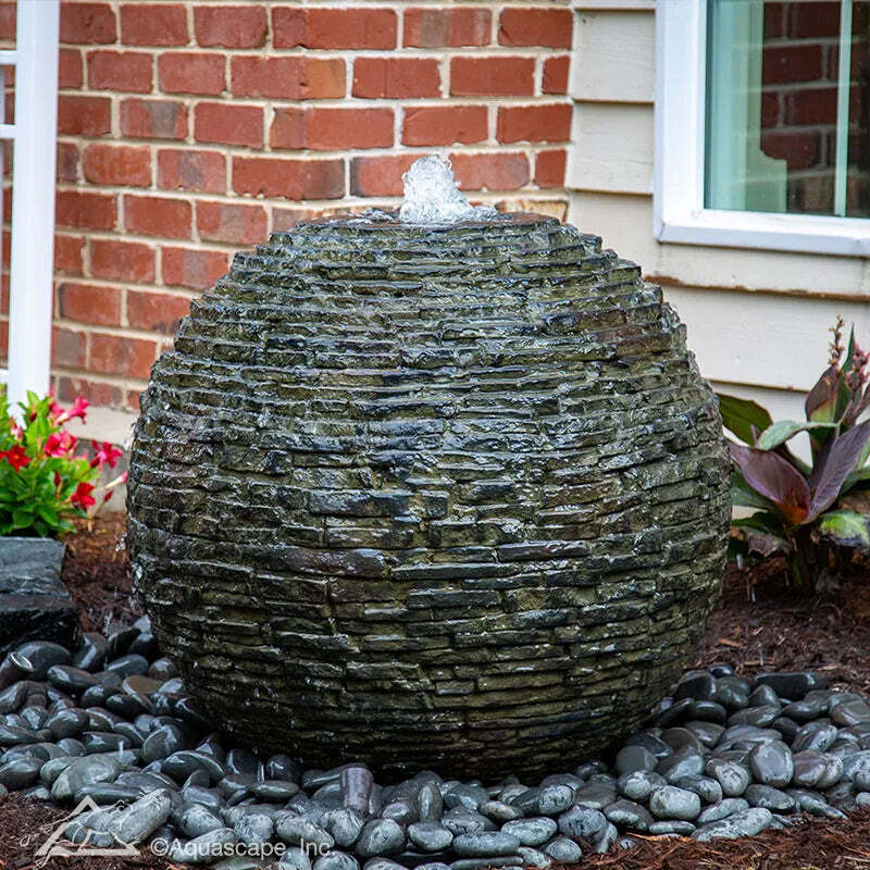 Stacked Slate Sphere Fountain Kit - 32" Dia (81 Cm)
