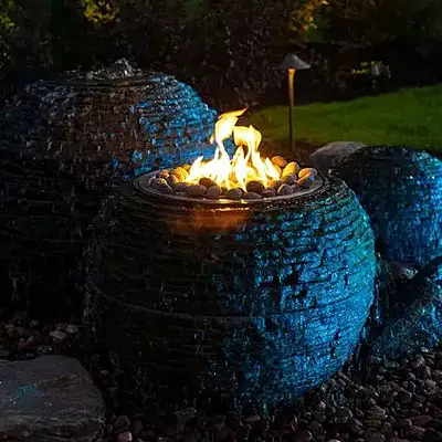 Fire And Water Stacked Slate Sphere – 32" Dia (81 Cm)