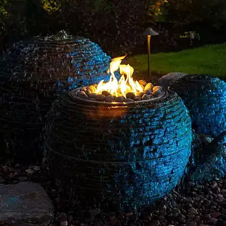 Fire And Water Stacked Slate Sphere – 32" Dia (81 Cm)