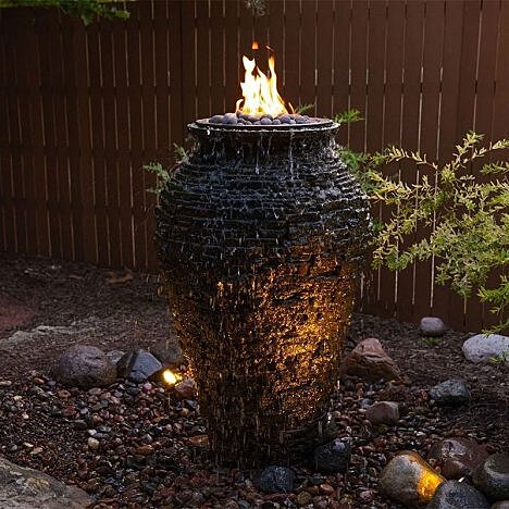 Fire And Water Stacked Slate Urn – 55” H (140 Cm)