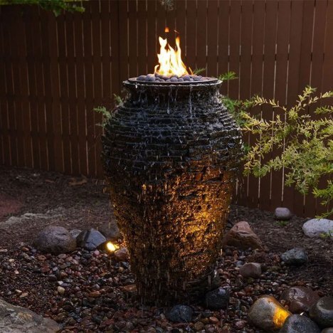 Fire And Water Stacked Slate Urn – 55” H (140 Cm)