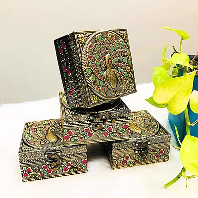 Minakari jewelry box (Pecock) 1 pcs