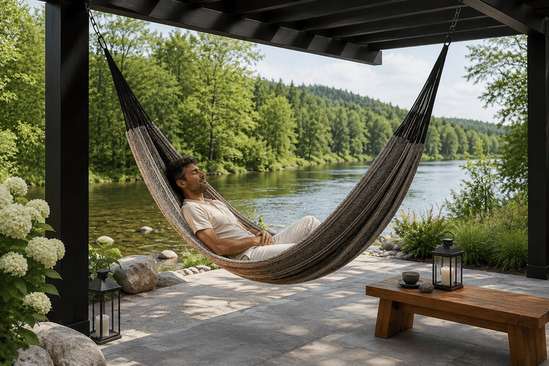 Hamac écologique familial grand format noir – Bien-être & détente | Econamaste