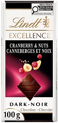 Lindt Excellence Cranberry & Nuts Dark Chocolate Bar 15 x 100 g Lindt Excellence Cranberry & Nuts Dark Chocolate Bar 15 x 100 g