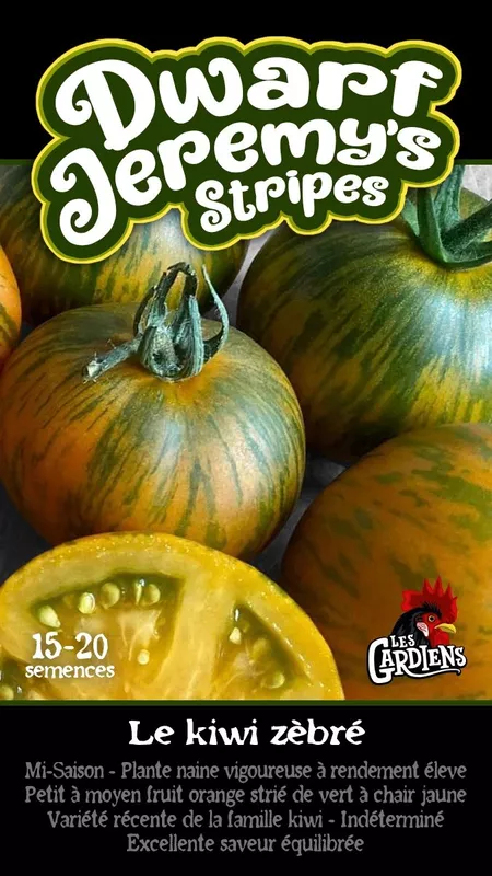 Semences de tomates Dwarf Jeremy's stripes ( Le kiwi zebré)