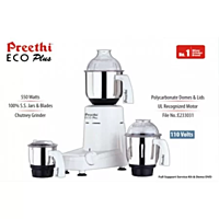 Preethi Eco Plus Mixer Grinder 110V with 3 Jars (Only for US & Canada) Preethi Eco Plus Mixer Grinder 110V with 3 Jars (Only for US & Canada)