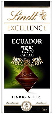 Lindt Excellence Ecuador 75% Cacao Dark Chocolate Bar 15 x 100 g Lindt Excellence Ecuador 75% Cacao Dark Chocolate Bar 15 x 100 g