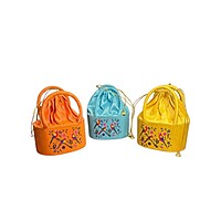 Raw silk digital Potli bag (Parrot)