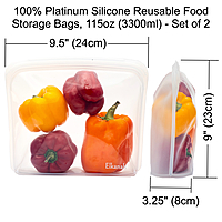 Reusable Platinum Silicone Food Storage Bags – Extra Large, Leakproof & Eco-Friendly