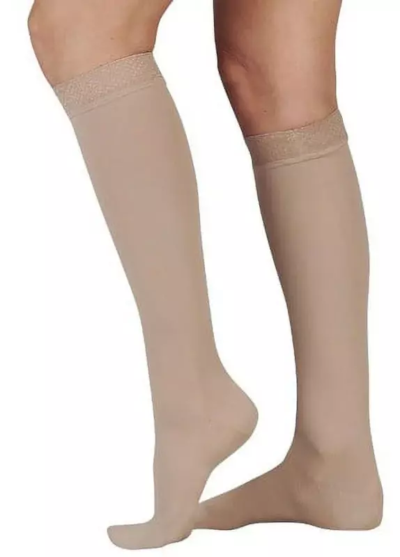 JUZ-3611ADFFSBSH14 III - Juzo Move Beige CCL1 20-30mmHg Knee Size III Short Length Full Foot with Silicone Band Latex-Free