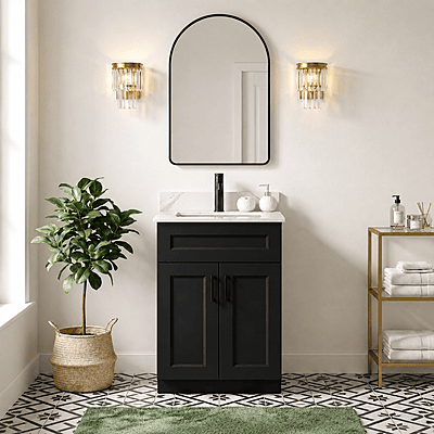 Pinewood Vanity 24" Black / 实木浴室柜子 黑色