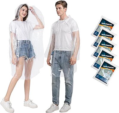 Disposable Rain Ponchos – 5 Packs