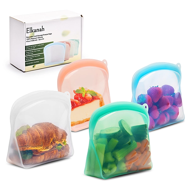 Elkanah 100% Premium Platinum Silicone Reusable Bags Standup