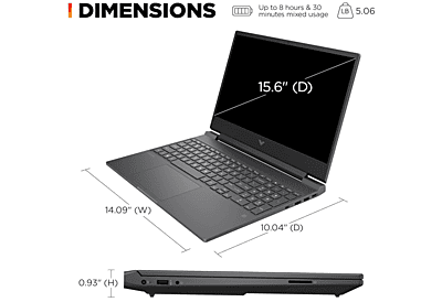 HP Victus Gaming Corei5-12500H 16GB 512GB 15.6" FHD NVIDIA RTX4050 6GB Win11 Renewed (90-Days Warranty)