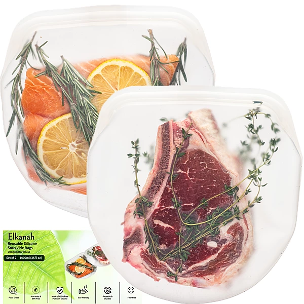 Elkanah 100% Premium Platinum Silicone Reusable Sous Vide Bags