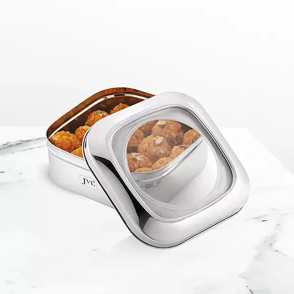 Square Costa Tin - See Through Clear Lid Square Costa Tin - See Through Clear Lid