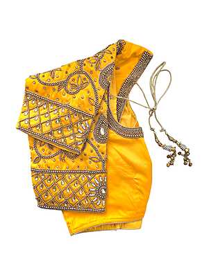Aari work blouse Yellow