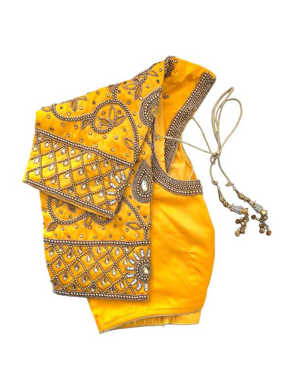 Aari work blouse Yellow
