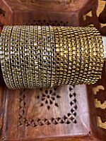 Gold Stone Glass Bangles ( 1 DOZEN )