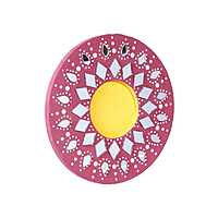 Mirroe work tealight Holder Floral Manadala Red 4 in Dia 5.5mm Thick 1 pc