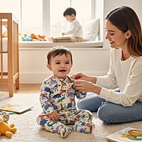 Long-Sleeve Safari Animal Zip-Front Jumpsuit (3-6 Month/60cm) Long-Sleeve Safari Animal Zip-Front Jumpsuit (3-6 Month/60cm)
