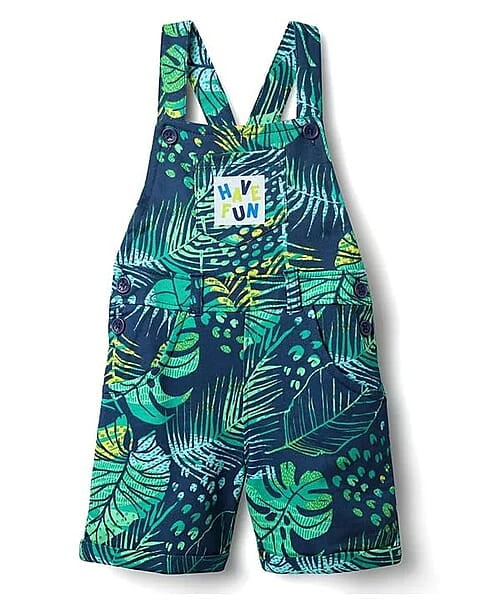 Dungaree Romper (Kids' Tropical "Have Fun" Jungle Print) 9-12 Month Dungaree Romper (Kids' Tropical "Have Fun" Jungle Print) 9-12 Month
