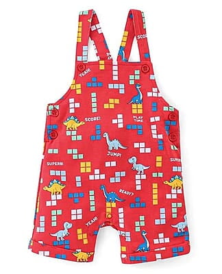 Dungaree Romper (Infant "Dino-Block" Retro Gamer Print) 9-12 Month Dungaree Romper (Infant "Dino-Block" Retro Gamer Print) 9-12 Month