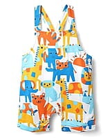 Dungaree Romper (Infant Multi-Animal "Jungle Friends" Print) 12-18 Month Dungaree Romper (Infant Multi-Animal "Jungle Friends" Print) 12-18 Month