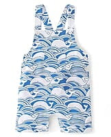 Dungaree Romper (Infant "Ocean Wave" Whale Print) 12-18 Month