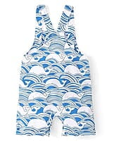 Dungaree Romper (Infant "Ocean Wave" Whale Print) 12-18 Month