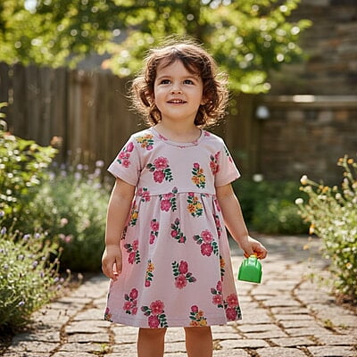4 Years Baby Girl's Short-Sleeve Floral Print Dress 4 Years Baby Girl's Short-Sleeve Floral Print Dress